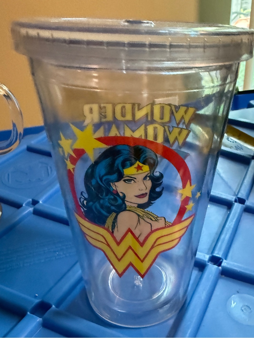 Wonder Woman 16 oz Acrylic Travel Tumbler Clear Double Wall Cup Sil